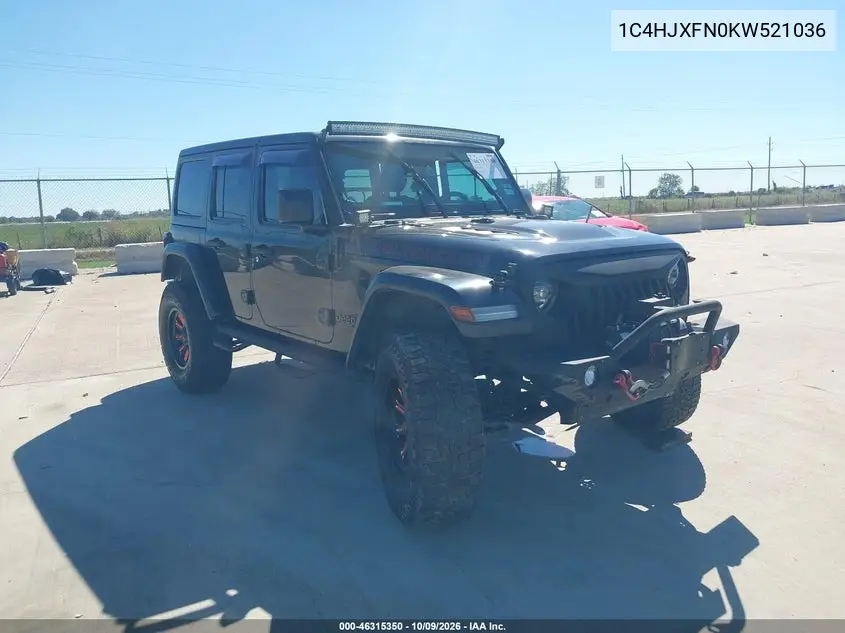 JEEP WRANGLER 2019, VIN 1C4HJXFN0KW521036