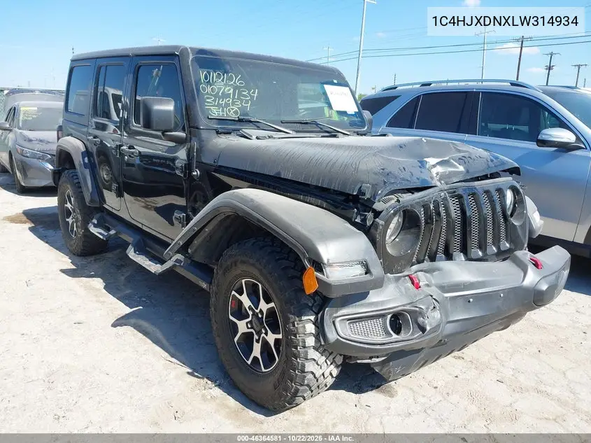 JEEP WRANGLER 2020, VIN 1C4HJXDNXLW314934