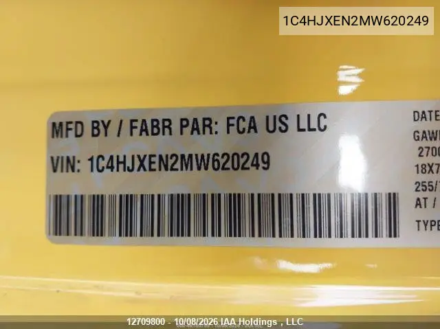 2021 JEEP WRANGLER VIN 1C4HJXEN2MW620249 — фото 10