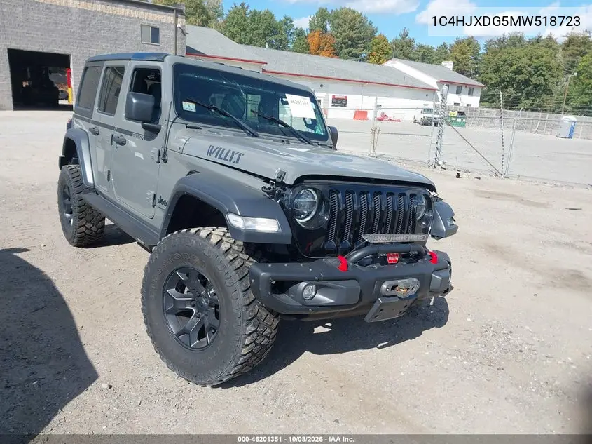 JEEP WRANGLER 2021, VIN 1C4HJXDG5MW518723