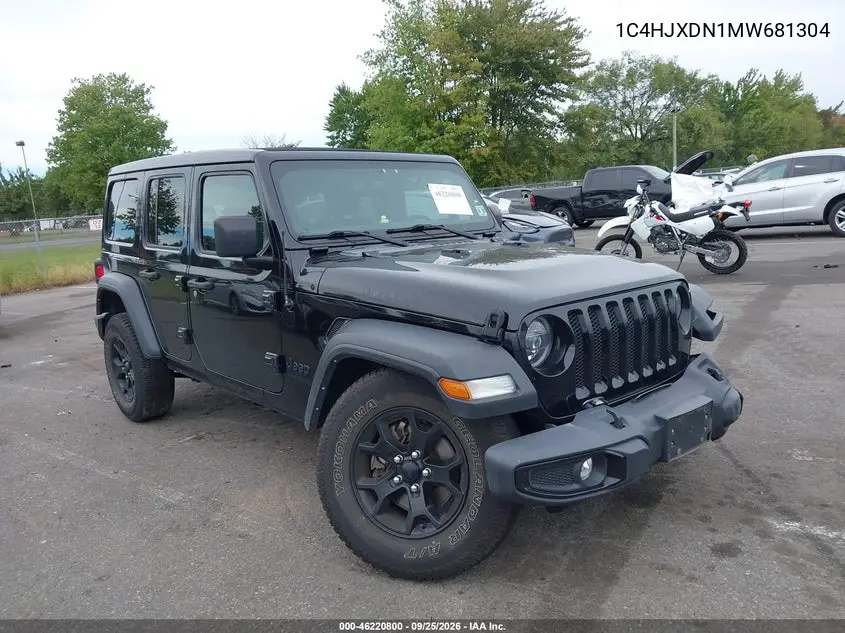 JEEP WRANGLER 2021, VIN 1C4HJXDN1MW681304