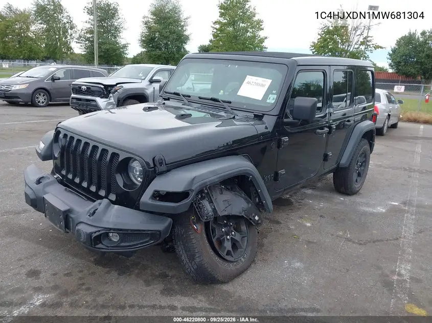 2021 JEEP WRANGLER VIN 1C4HJXDN1MW681304 — фото 2