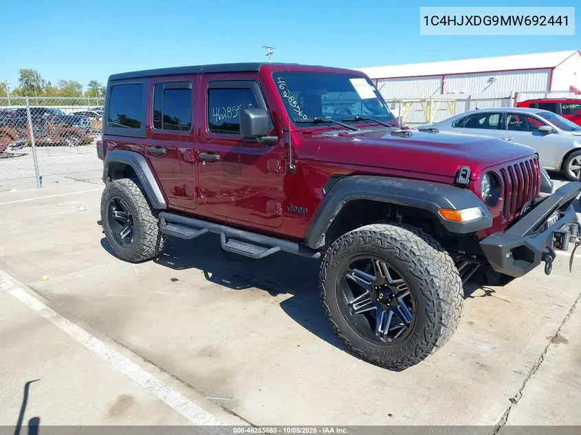JEEP WRANGLER 2021, VIN 1C4HJXDG9MW692441