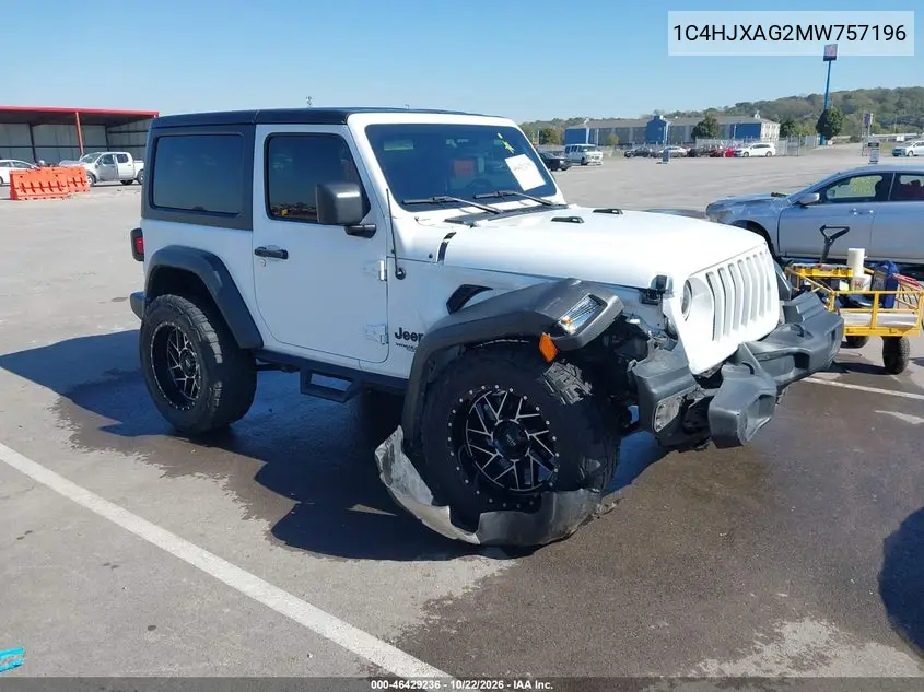 JEEP WRANGLER 2021, VIN 1C4HJXAG2MW757196