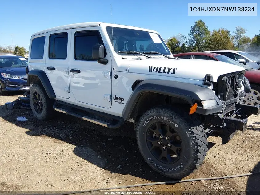 JEEP WRANGLER 2022, VIN 1C4HJXDN7NW138234