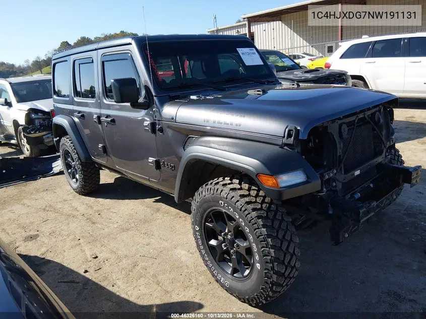 JEEP WRANGLER 2022, VIN 1C4HJXDG7NW191131