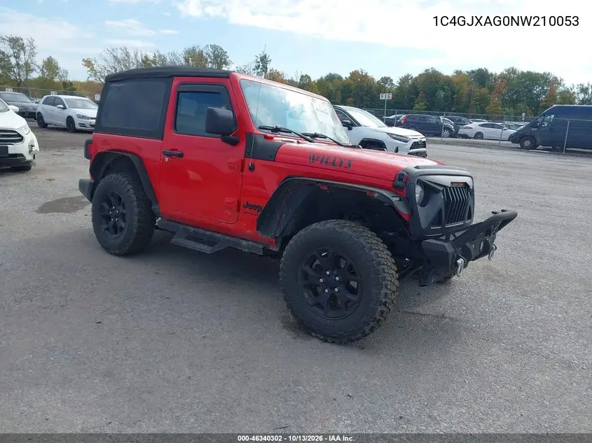 JEEP WRANGLER 2022, VIN 1C4GJXAG0NW210053