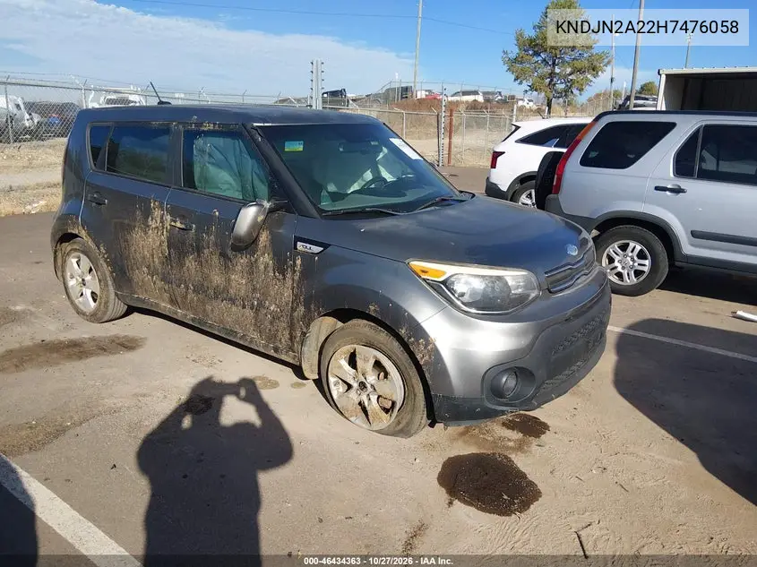KIA SOUL 2017, VIN KNDJN2A22H7476058
