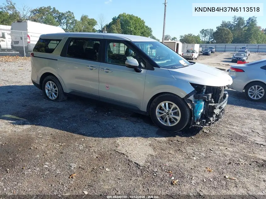 KIA CARNIVAL 2022, VIN KNDNB4H37N6113518