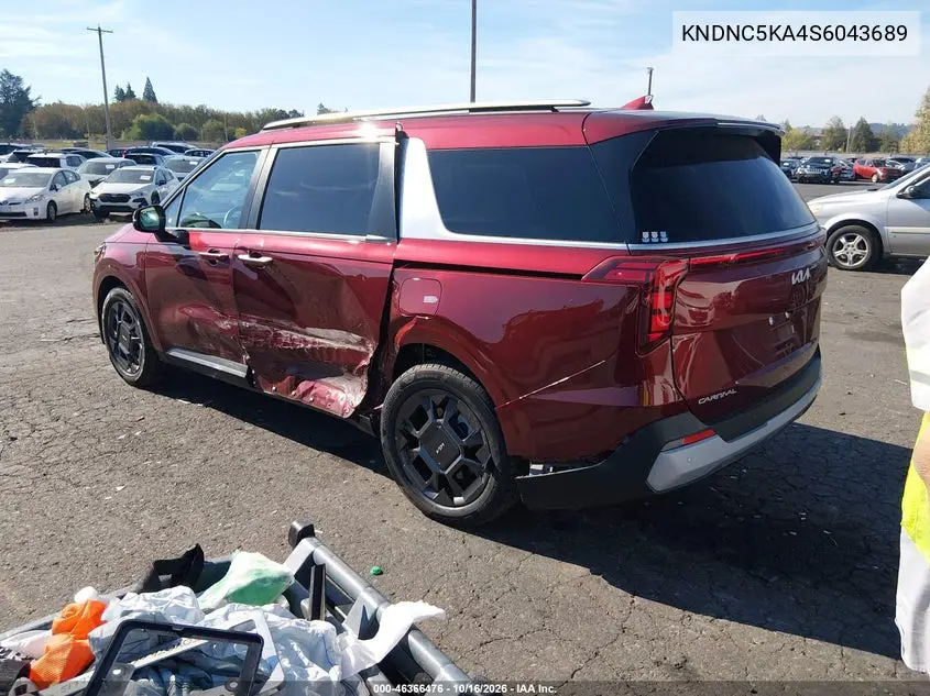 2025 KIA CARNIVAL VIN KNDNC5KA4S6043689 — фото 3