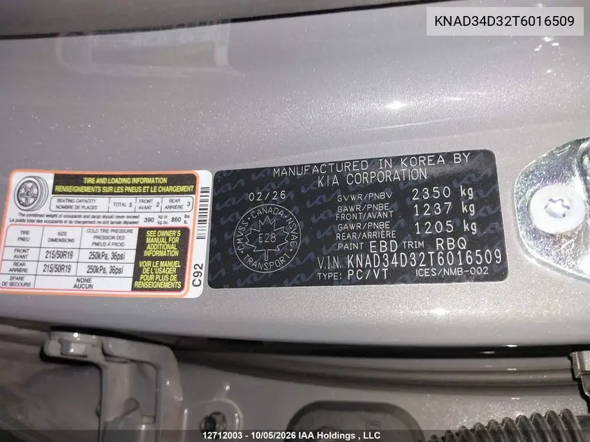 2026 KIA EV4 VIN KNAD34D32T6016509 — фото 9