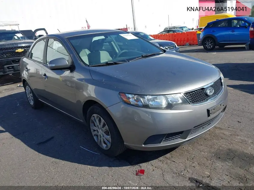 KIA FORTE 2010, VIN KNAFU4A26A5194041