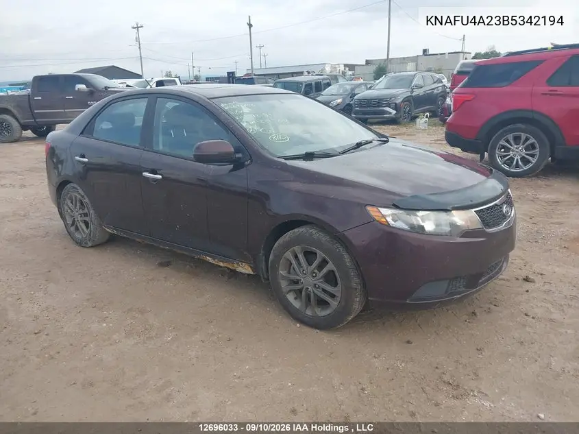 KIA FORTE 2011, VIN KNAFU4A23B5342194