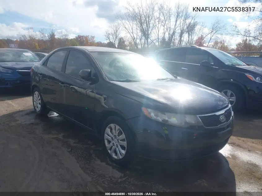 KIA FORTE 2012, VIN KNAFU4A27C5538317