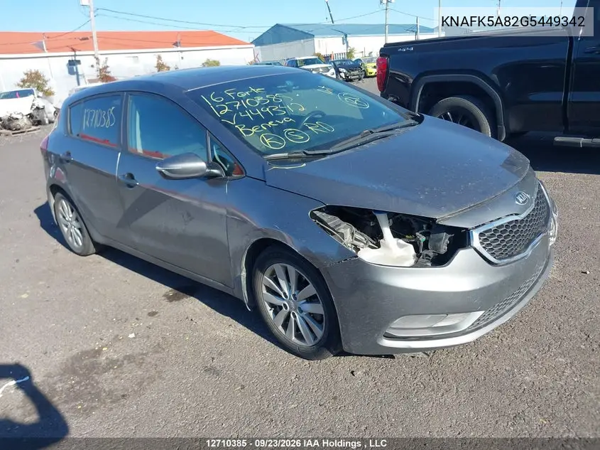 KIA FORTE 2016, VIN KNAFK5A82G5449342