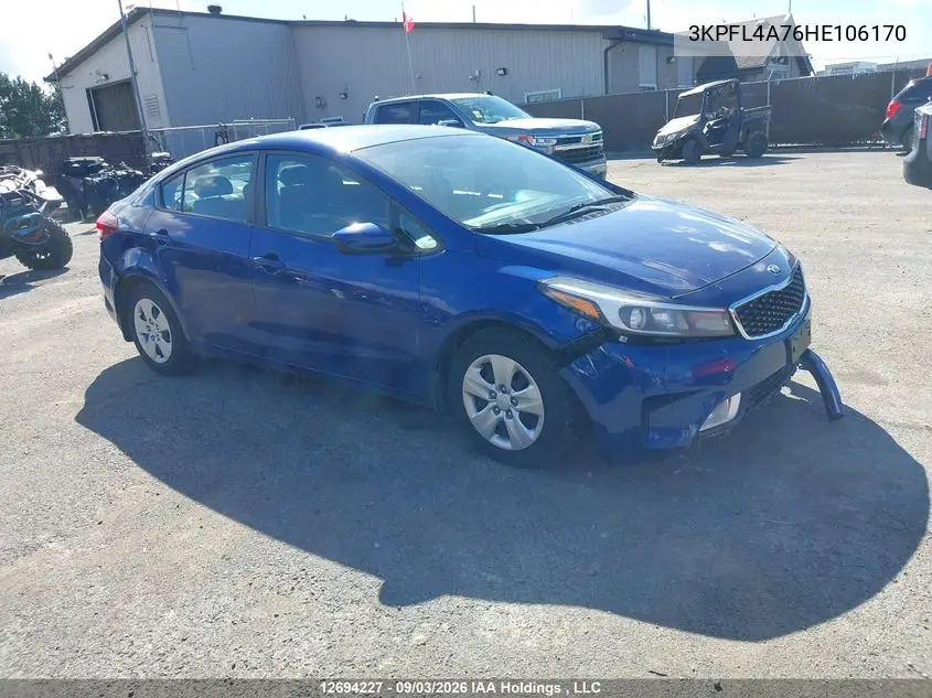 KIA FORTE 2017, VIN 3KPFL4A76HE106170