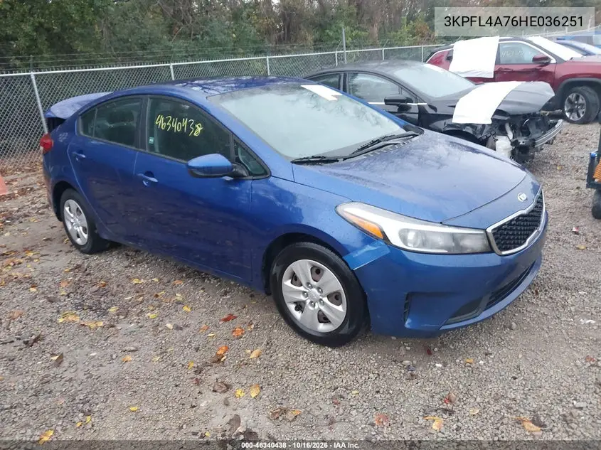 KIA FORTE 2017, VIN 3KPFL4A76HE036251