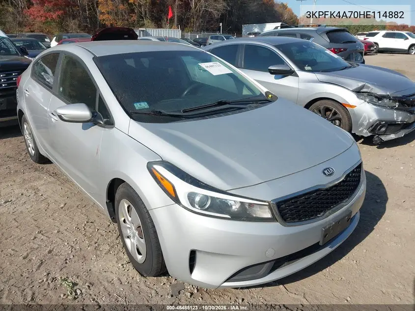 KIA FORTE 2017, VIN 3KPFK4A70HE114882