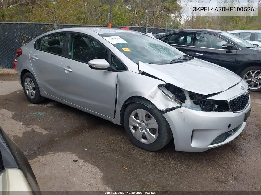 KIA FORTE 2017, VIN 3KPFL4A70HE100526