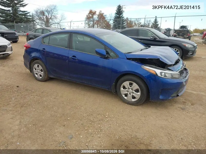 KIA FORTE 2018, VIN 3KPFK4A72JE201415