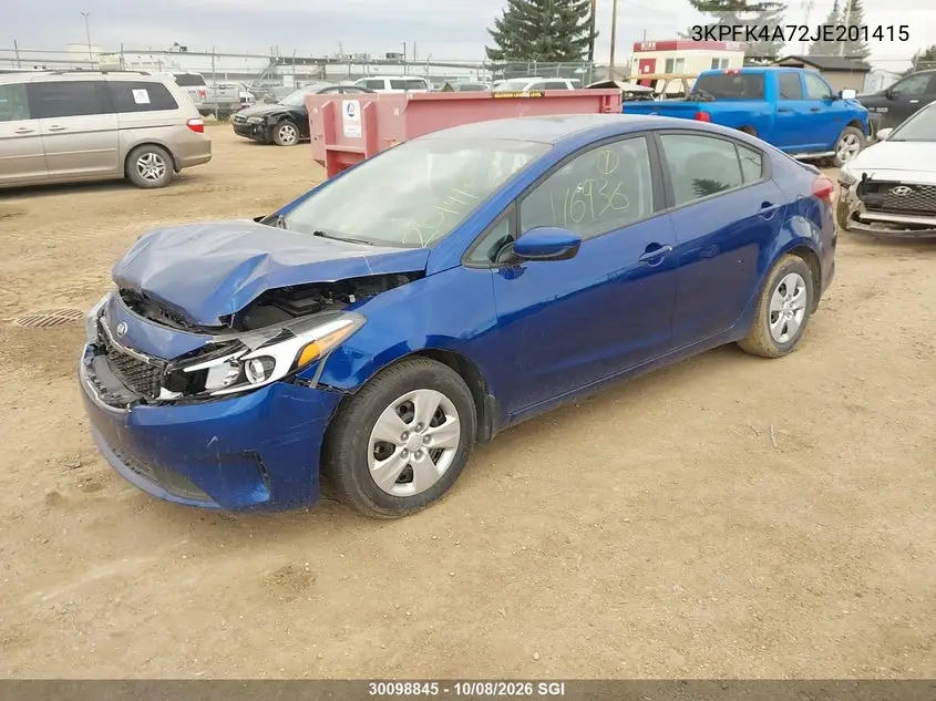 2018 KIA FORTE VIN 3KPFK4A72JE201415 — фото 2