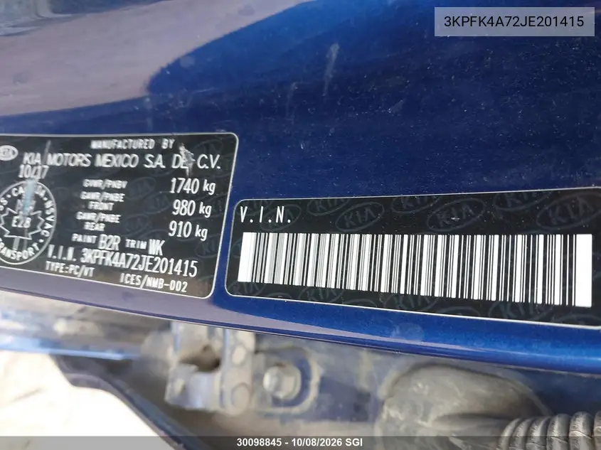 2018 KIA FORTE VIN 3KPFK4A72JE201415 — фото 9