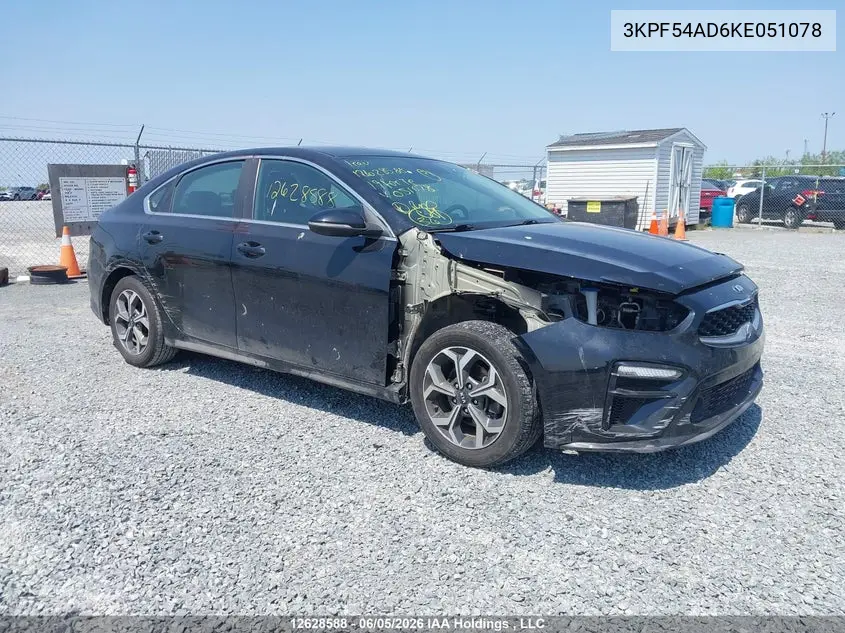 KIA FORTE 2019, VIN 3KPF54AD6KE051078