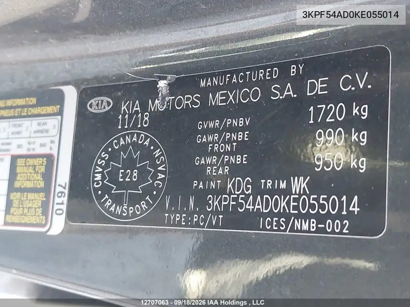 2019 KIA FORTE VIN 3KPF54AD0KE055014 — фото 9
