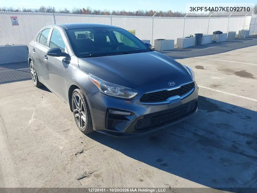 KIA FORTE 2019, VIN 3KPF54AD7KE092710
