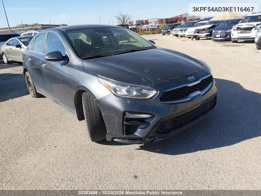 KIA FORTE 2019, VIN 3KPF54AD3KE116467