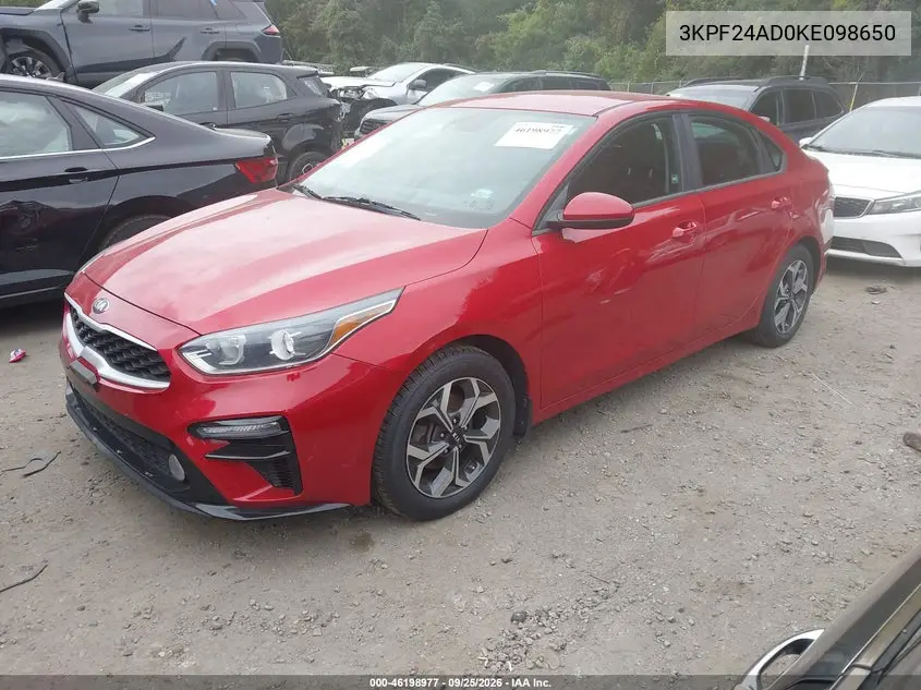 2019 KIA FORTE VIN 3KPF24AD0KE098650 — фото 2