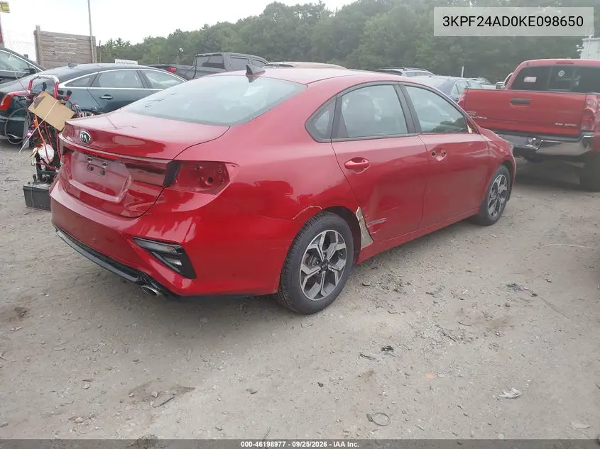 2019 KIA FORTE VIN 3KPF24AD0KE098650 — фото 4