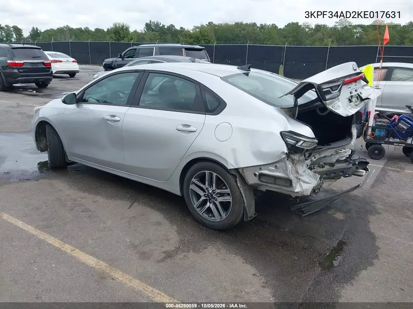 2019 KIA FORTE VIN 3KPF34AD2KE017631 — фото 3