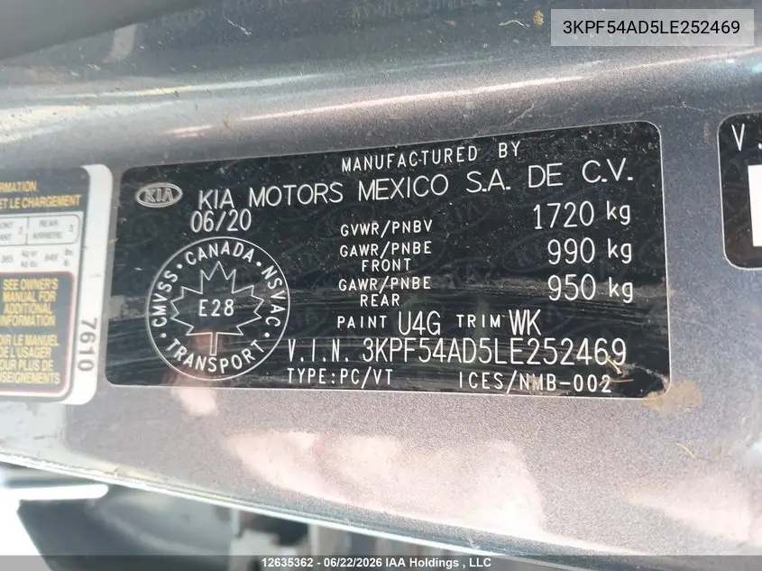 2020 KIA FORTE VIN 3KPF54AD5LE252469 — фото 9