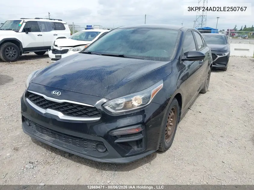 2020 KIA FORTE VIN 3KPF24AD2LE250767 — фото 2