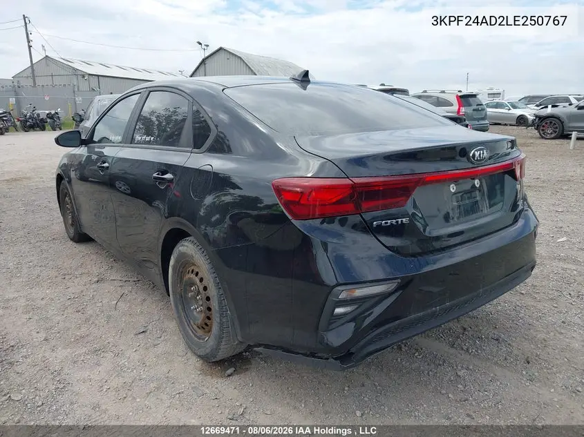 2020 KIA FORTE VIN 3KPF24AD2LE250767 — фото 3