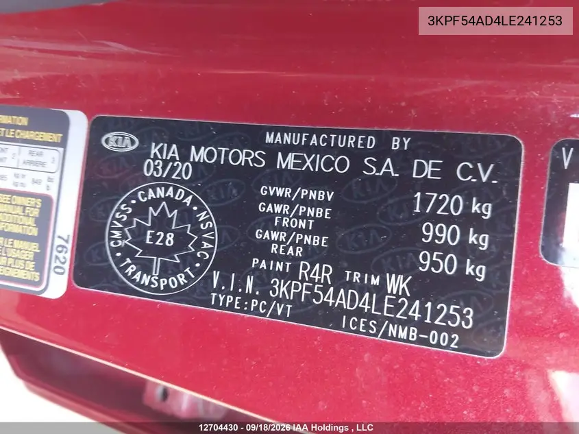 2020 KIA FORTE VIN 3KPF54AD4LE241253 — фото 17