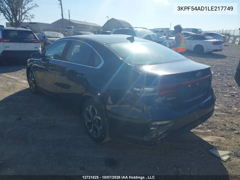 2020 KIA FORTE VIN 3KPF54AD1LE217749 — фото 3