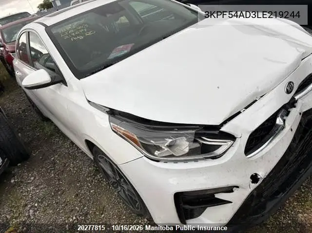 KIA FORTE 2020, VIN 3KPF54AD3LE219244