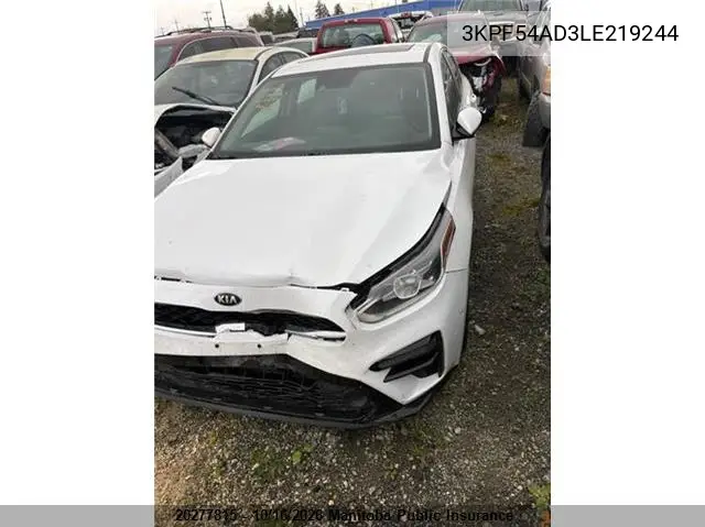 2020 KIA FORTE VIN 3KPF54AD3LE219244 — фото 2
