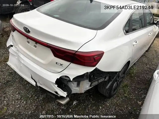 2020 KIA FORTE VIN 3KPF54AD3LE219244 — фото 3