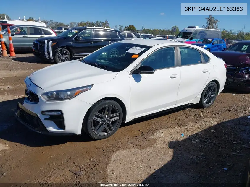 2020 KIA FORTE VIN 3KPF34AD2LE163383 — фото 2