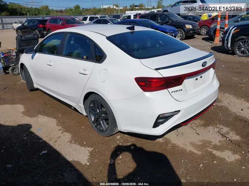2020 KIA FORTE VIN 3KPF34AD2LE163383 — фото 3