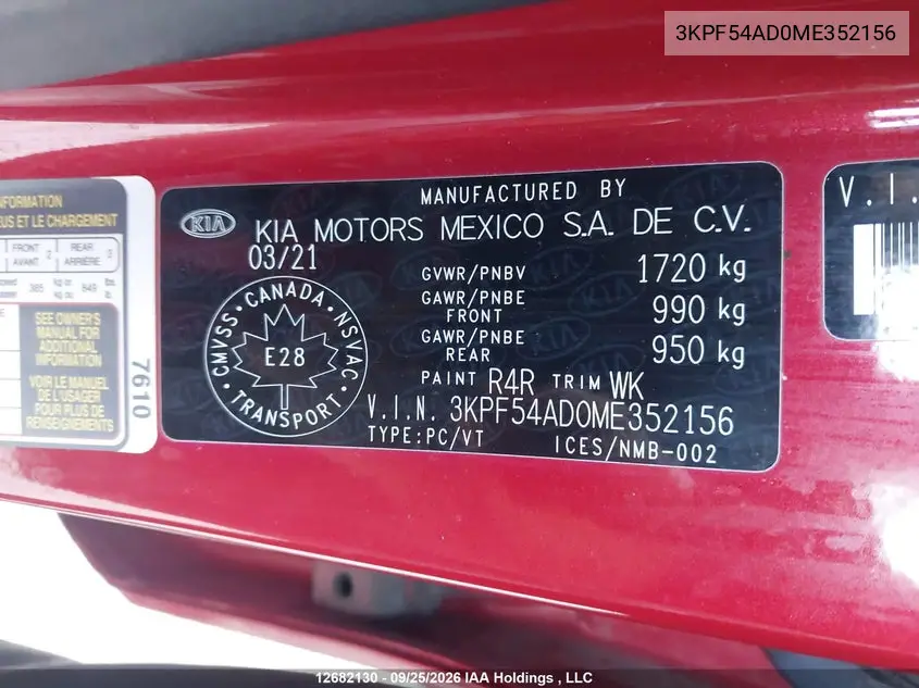 2021 KIA FORTE VIN 3KPF54AD0ME352156 — фото 17