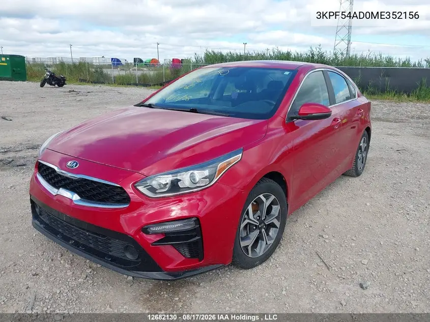 2021 KIA FORTE VIN 3KPF54AD0ME352156 — фото 2