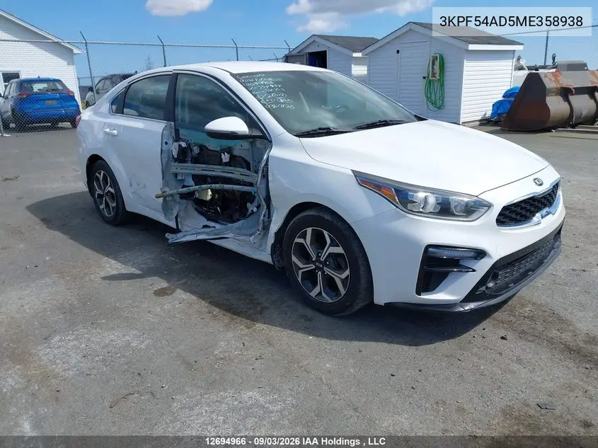 KIA FORTE 2021, VIN 3KPF54AD5ME358938