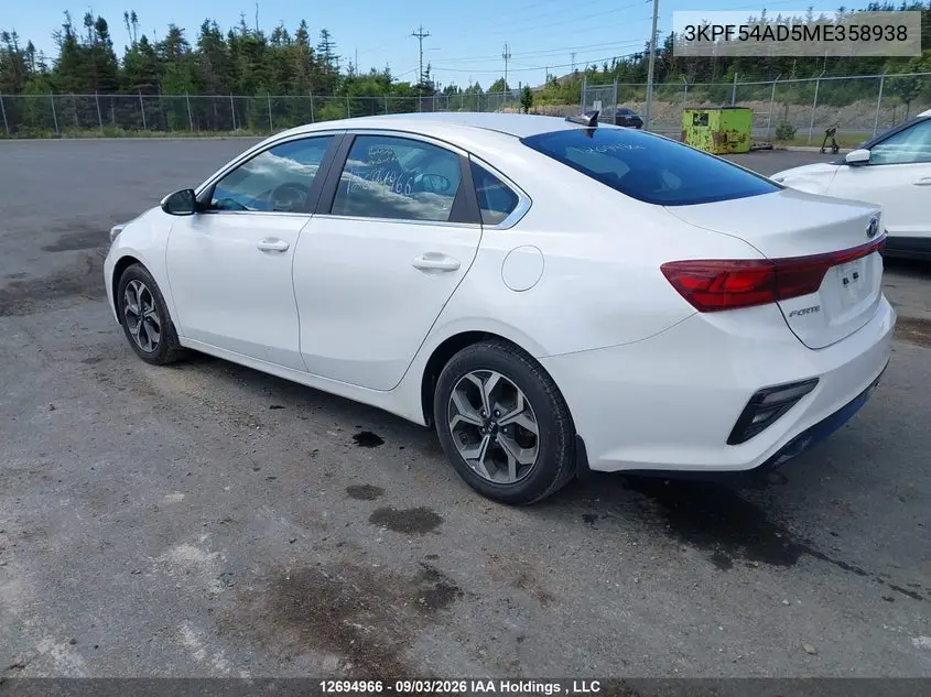 2021 KIA FORTE VIN 3KPF54AD5ME358938 — фото 3