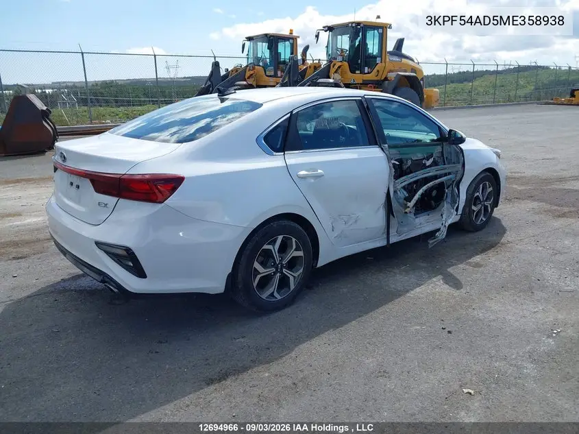 2021 KIA FORTE VIN 3KPF54AD5ME358938 — фото 4
