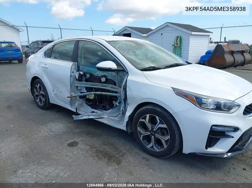 2021 KIA FORTE VIN 3KPF54AD5ME358938 — фото 6