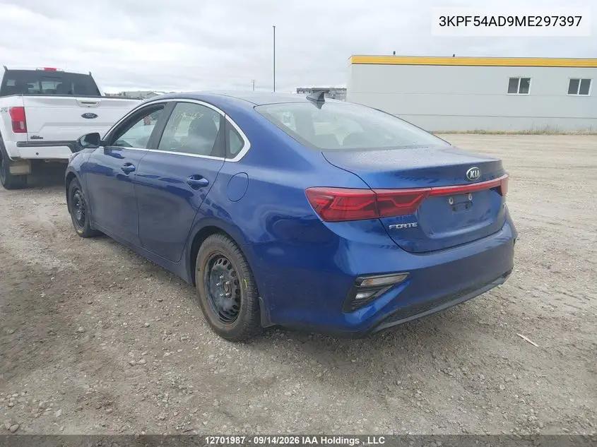 2021 KIA FORTE VIN 3KPF54AD9ME297397 — фото 3